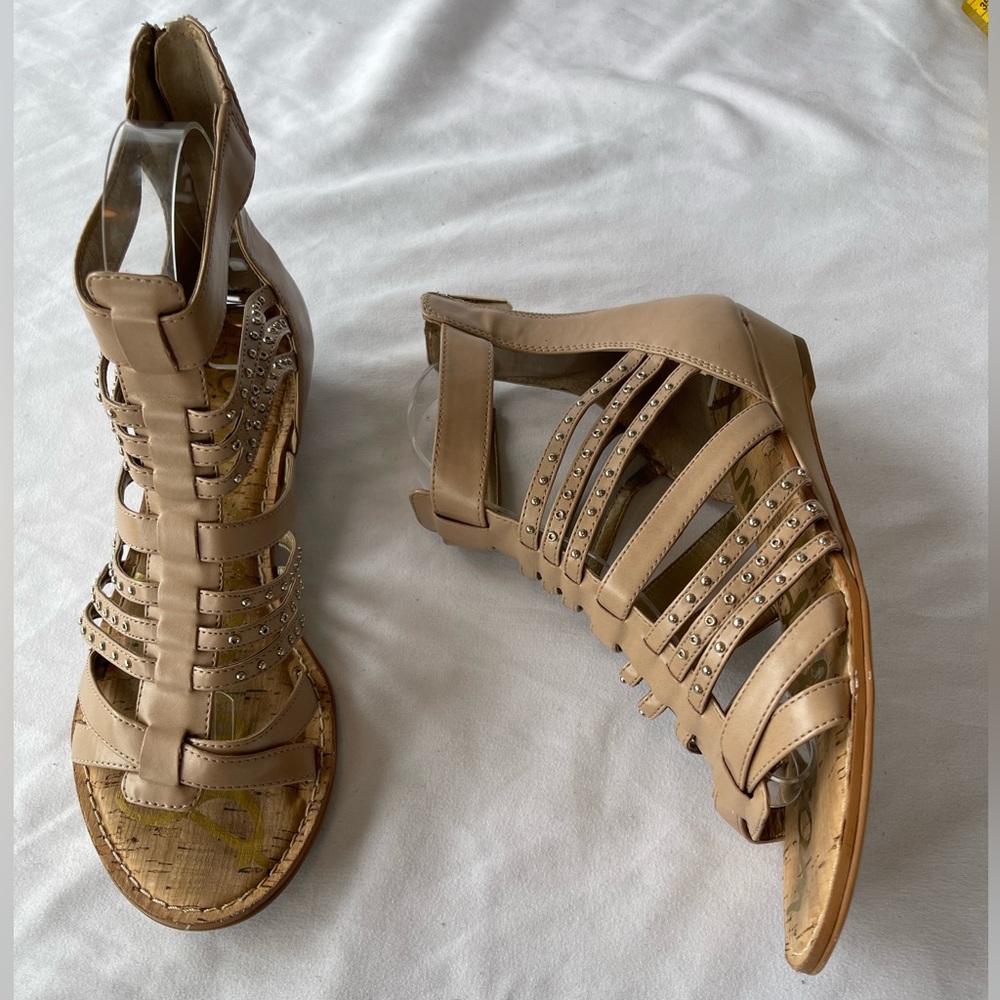 Sam Edelman Dale Gladiator Ankle Women Sandals Tan Size 7